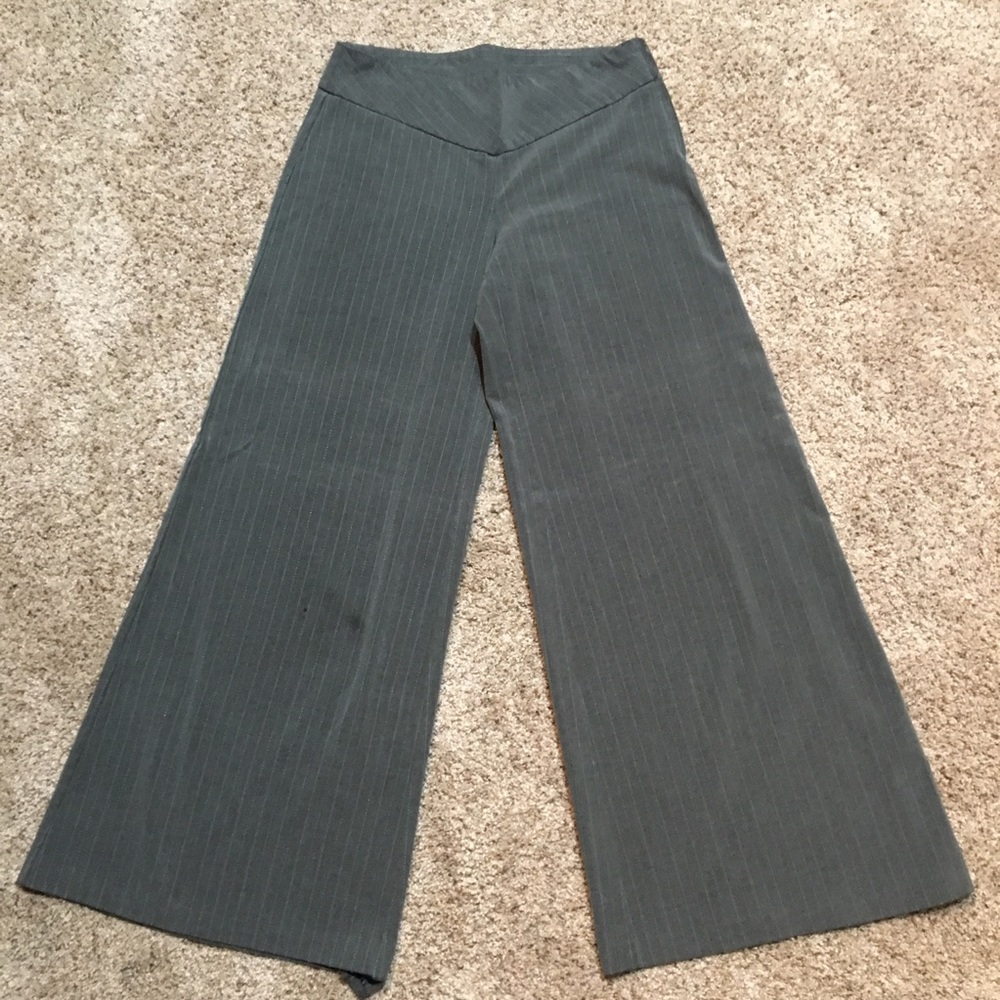 Formal grey flare pants with teal